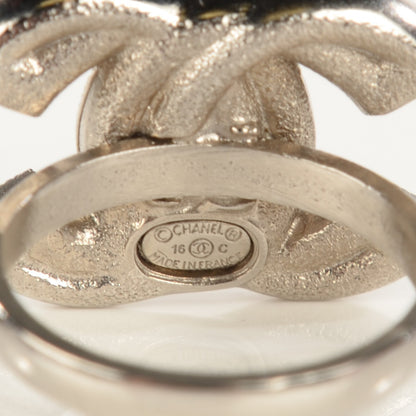 Chanel Crystal Double CC Ring 6.25 Light Gold 4 of 4