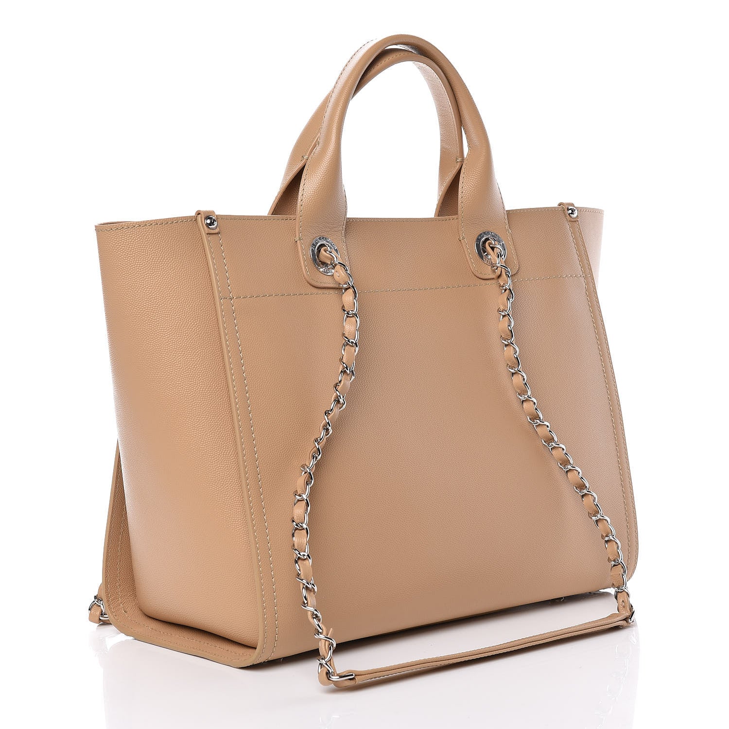 Chanel Caviar Small Studded Deauville Tote Beige 3 of 9