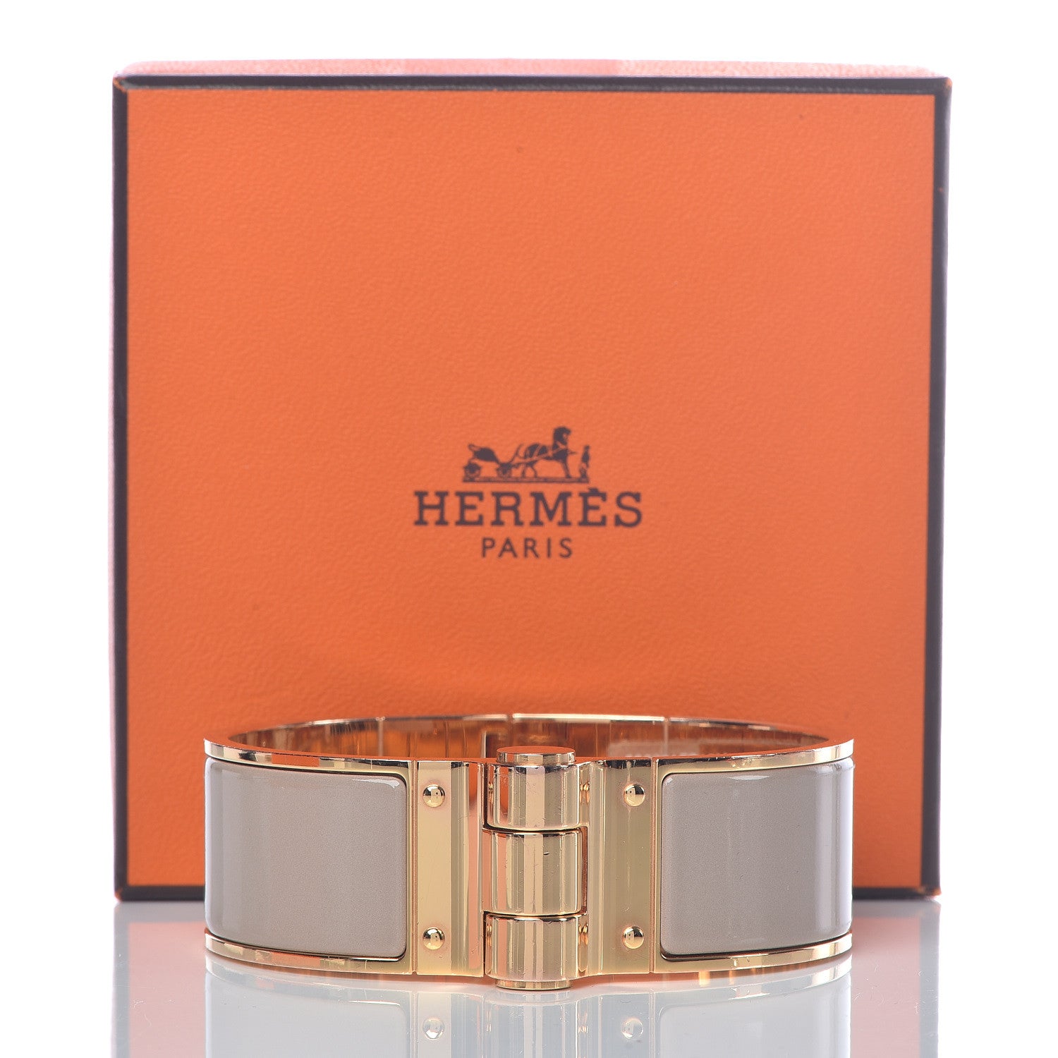 Hermes Enamel Charniere Uni Wide Hinged Bracelet M Marron Glace 6 of 6