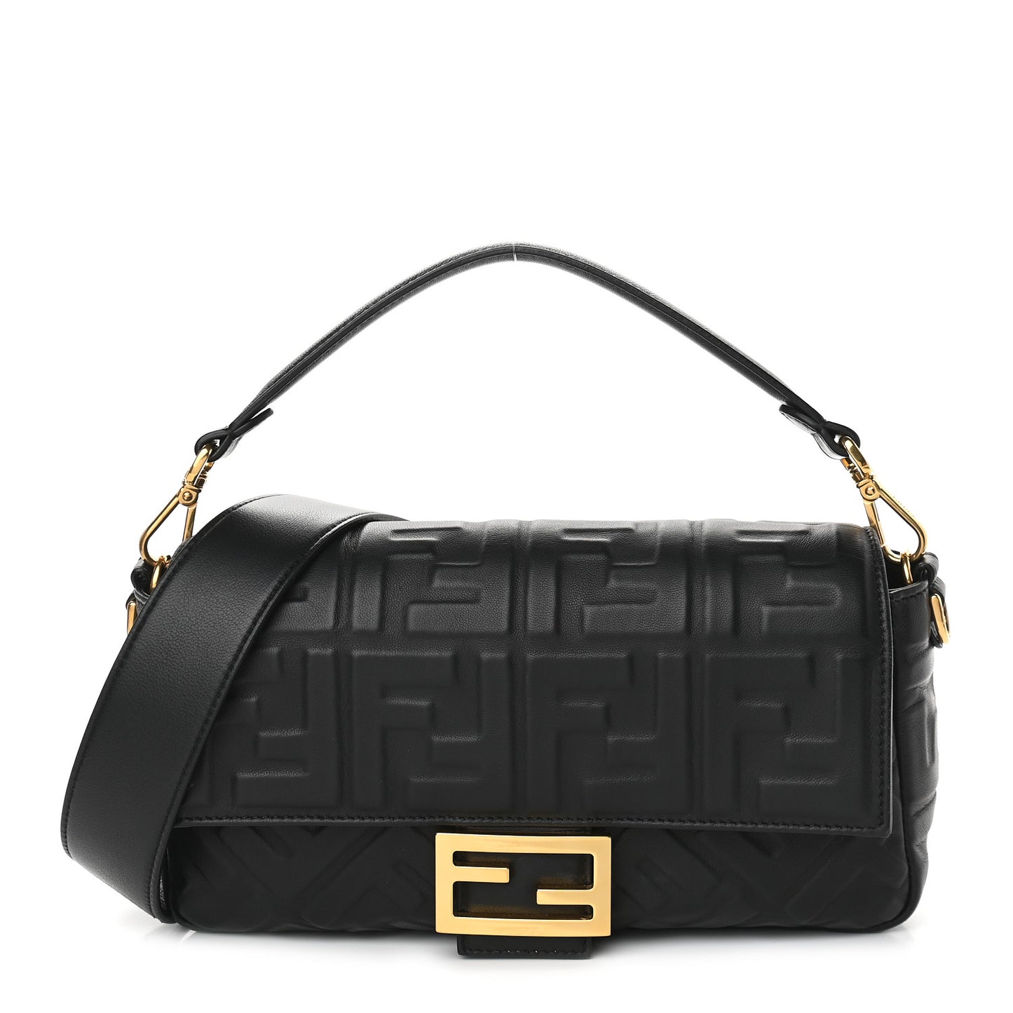 Nappa FF 1974 Embossed Baguette Black