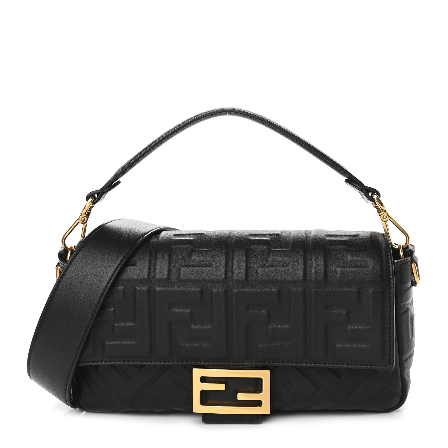 Fendi Nappa FF 1974 Embossed Baguette Black 1 of 8