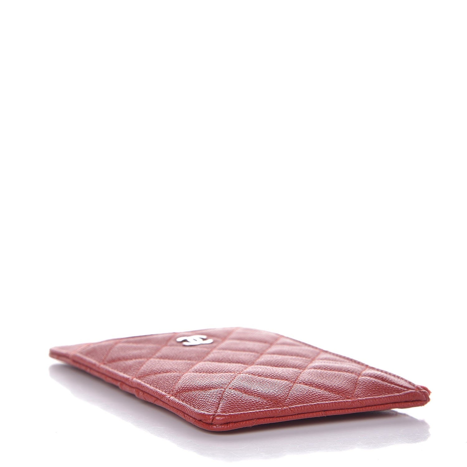 Chanel Caviar Quilted Flat Wallet Pouch Red 4 of 8