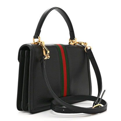 Gucci Textured Dollar Calfskin Web Small Ophidia Padlock Top Handle Bag Black 3 of 11