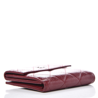 Chanel Caviar Quilted Compact French Flap Wallet Burgundy 4 of 10