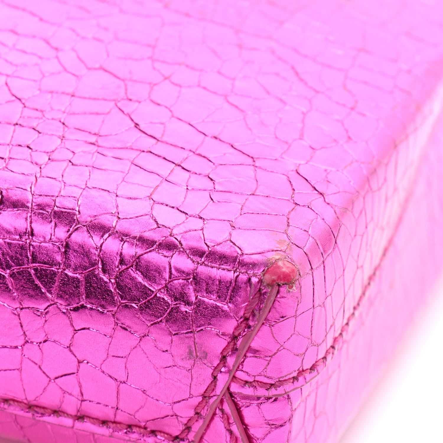Balenciaga Metallic Calfskin Logo Shopping Phone Holder Bag Acid Fuchsia 12 of 13