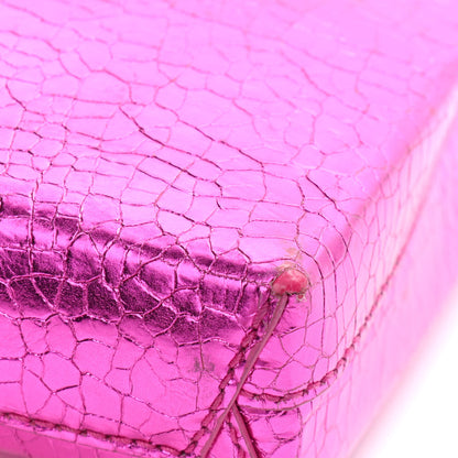 Balenciaga Metallic Calfskin Logo Shopping Phone Holder Bag Acid Fuchsia 12 of 13