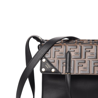 Fendi Vitello Grace Bi-Color FF 1974 Embossed Flip Tote Black Maya 11 of 11