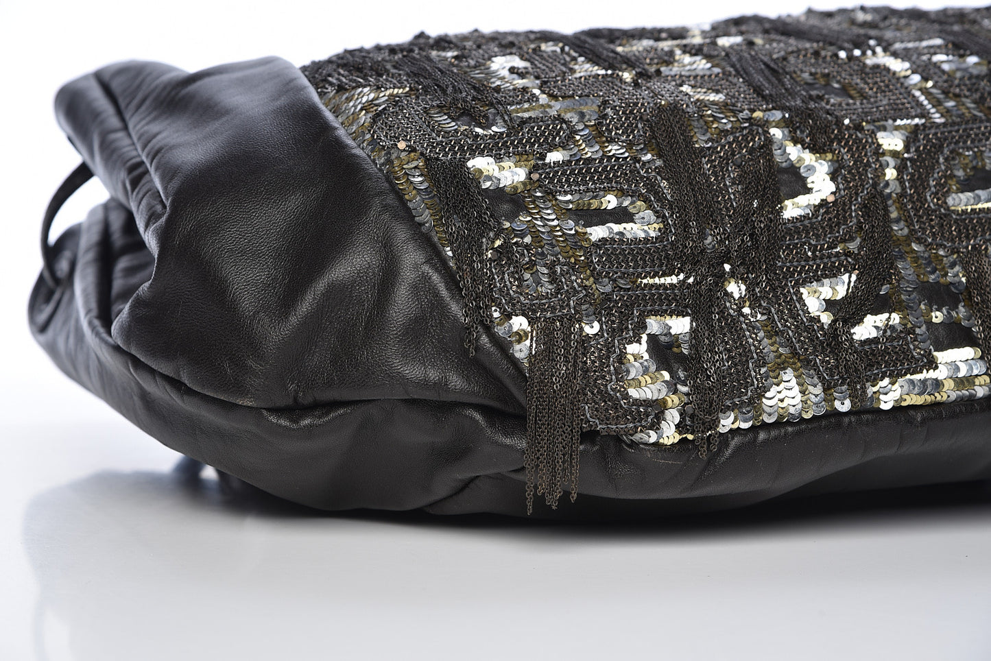 Nappa Sequin Chain Glam Tote Dark Grey
