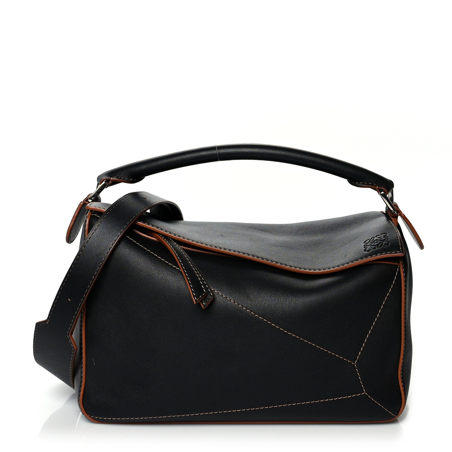 Loewe Calfskin Medium Puzzle Bag Black Tan 1 of 8