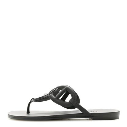 Hermes Rubber Womens Egerie Sandals 37 Black 1 of 10