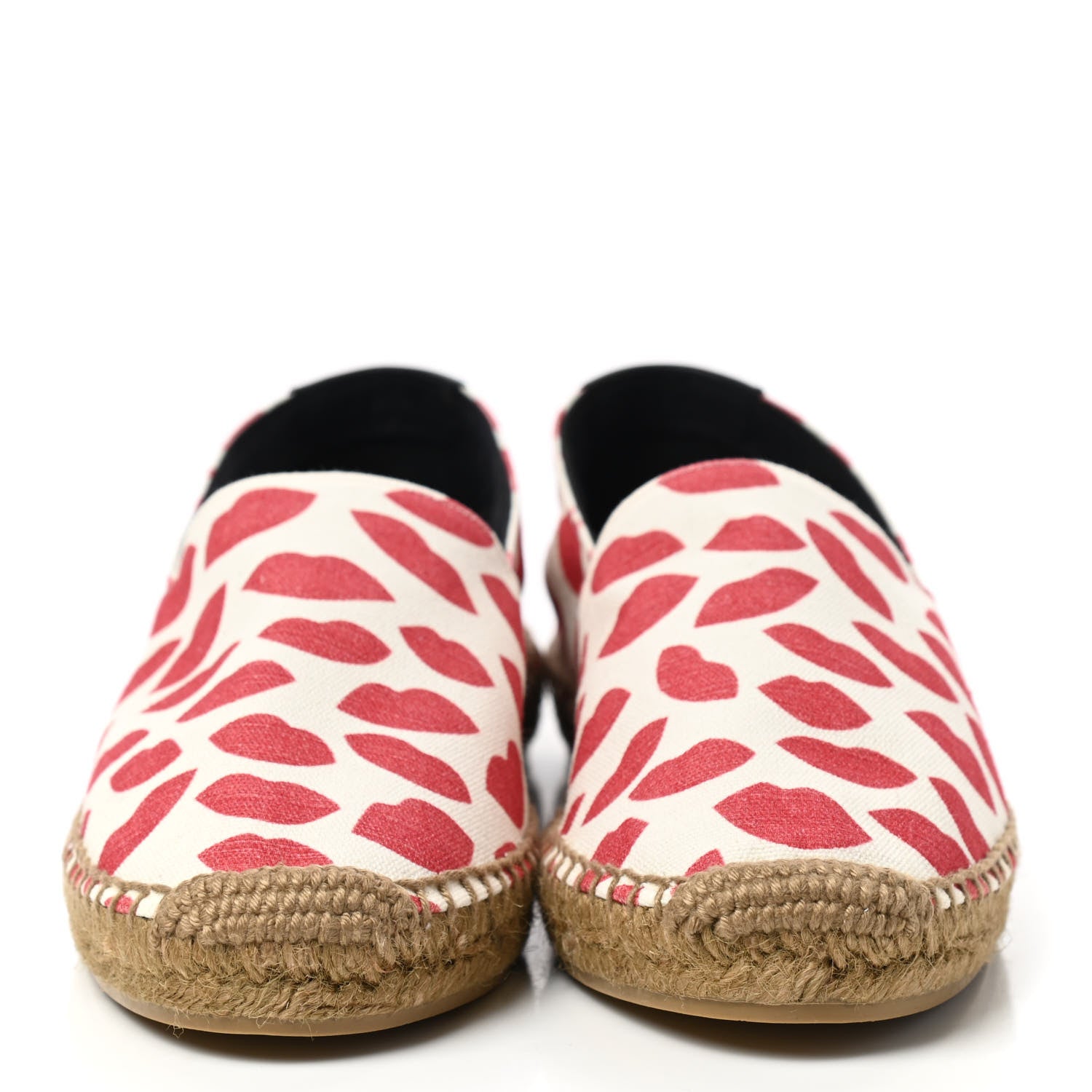 Saint Laurent Lip Print Canvas Espadrilles 39 Bianco Rosso Black 2 of 10