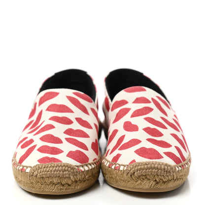 Saint Laurent Lip Print Canvas Espadrilles 39 Bianco Rosso Black 2 of 10