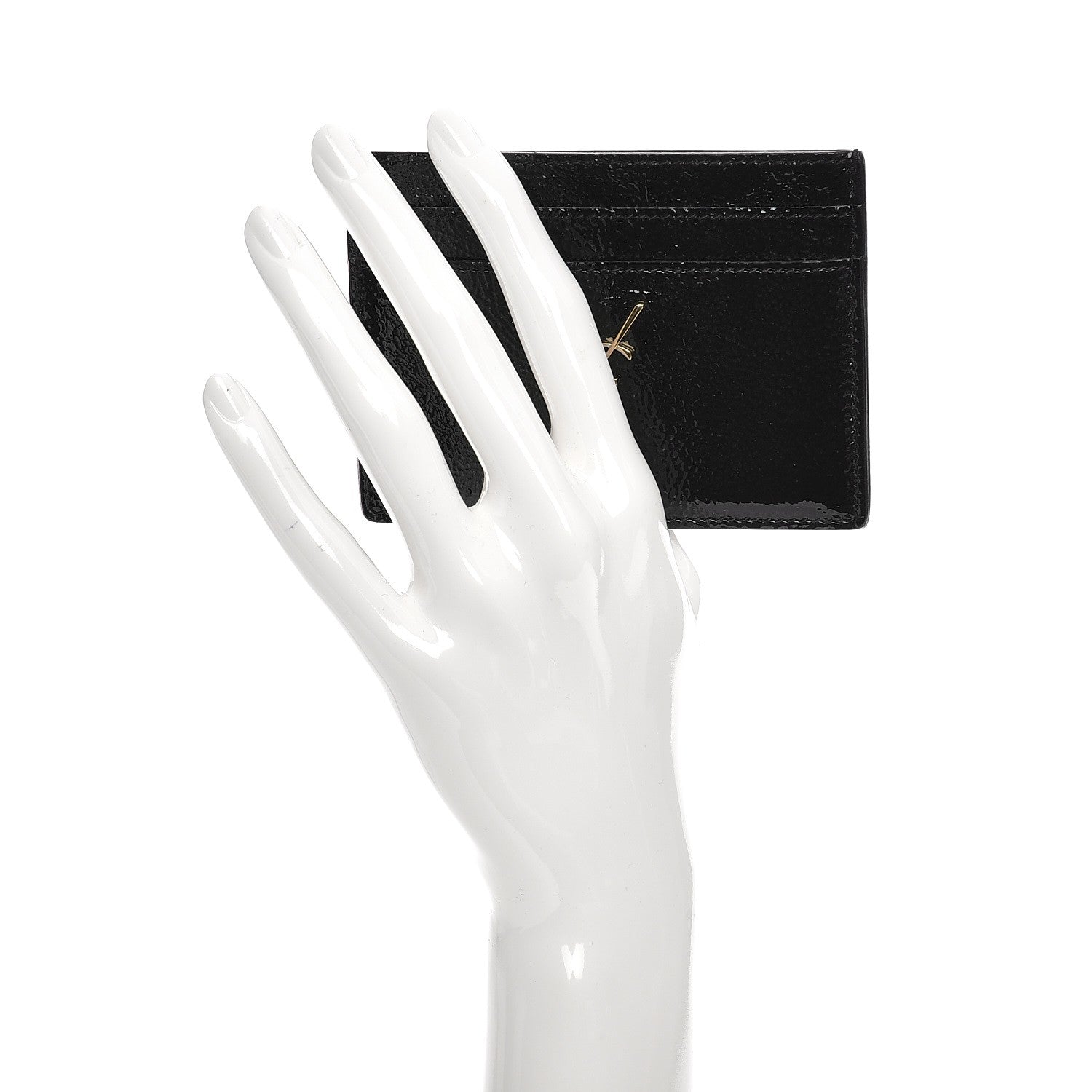 Saint Laurent Textured Patent Monogram Credit Card Case Black 2 of 7