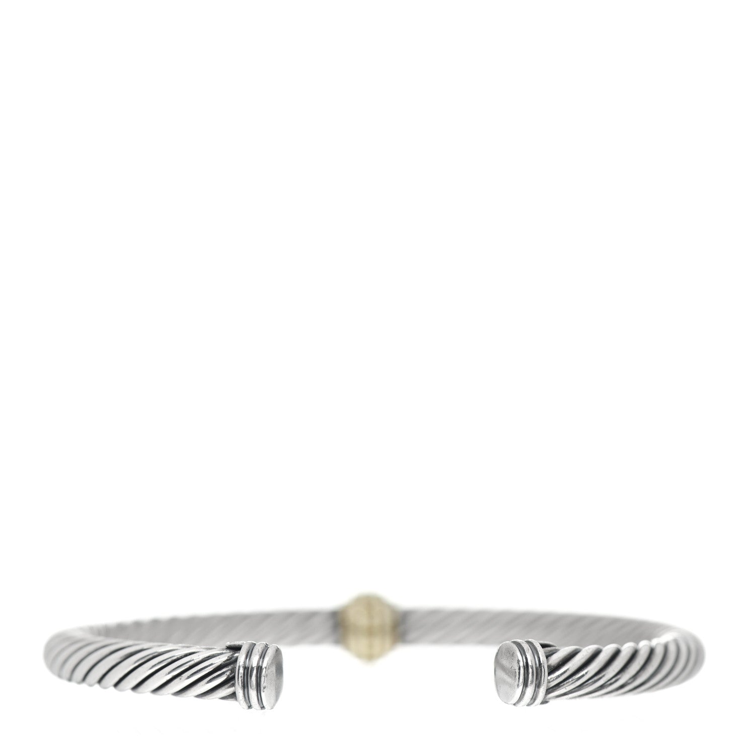 David Yurman Sterling Silver 14K Yellow Gold 5mm Station Cable Bracelet 3 of 4