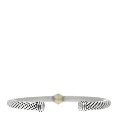 David Yurman Sterling Silver 14K Yellow Gold 5mm Station Cable Bracelet 3 of 4