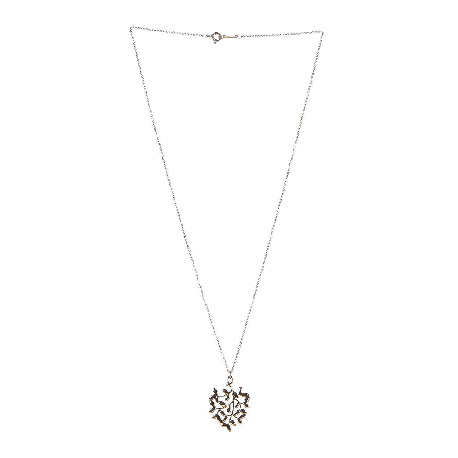 Tiffany 18K Yellow Gold Small Paloma Picasso Olive Leaf Pendant Necklace 3 of 8