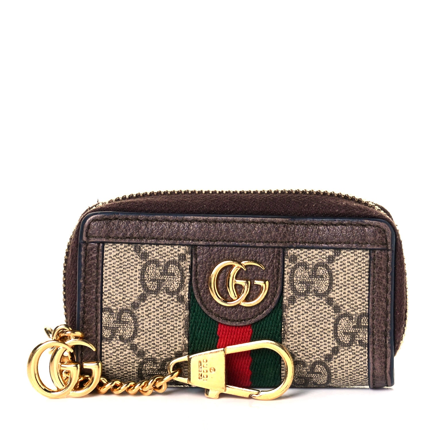 Gucci GG Supreme Monogram Web Ophidia Zip Around Key Case Beige New Acero 1 of 8