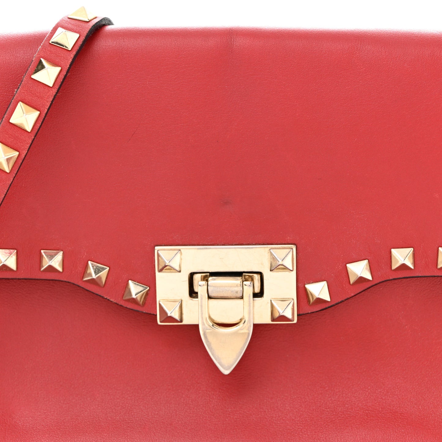 Vitello Medium Rockstud Flip Lock Crossbody Bag Rosso Valentino