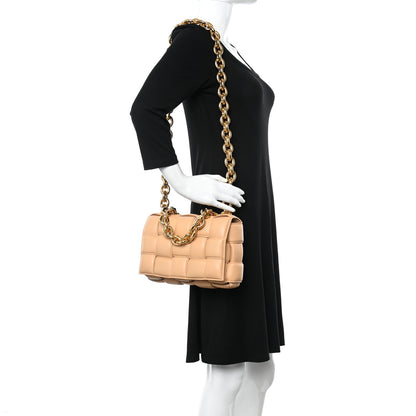 Bottega Veneta Lambskin Maxi Intreccio Padded Chain Cassette Crossbody Bag Almond 2 of 9