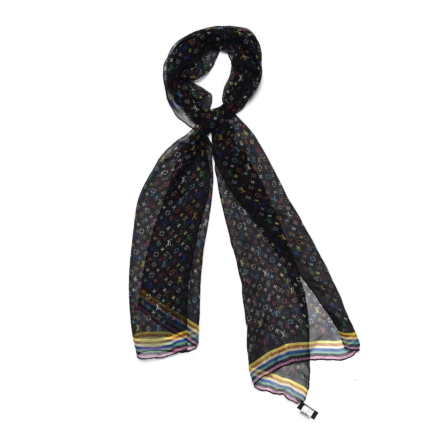 Silk Multicolor Scarf Black