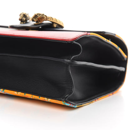 Gucci Satin Calfskin Bamboo Web Tokyo Print Medium Dionysus Top Handle Bag Giallo Multicolor Blue Agata Hibiscus Red 10 of 15