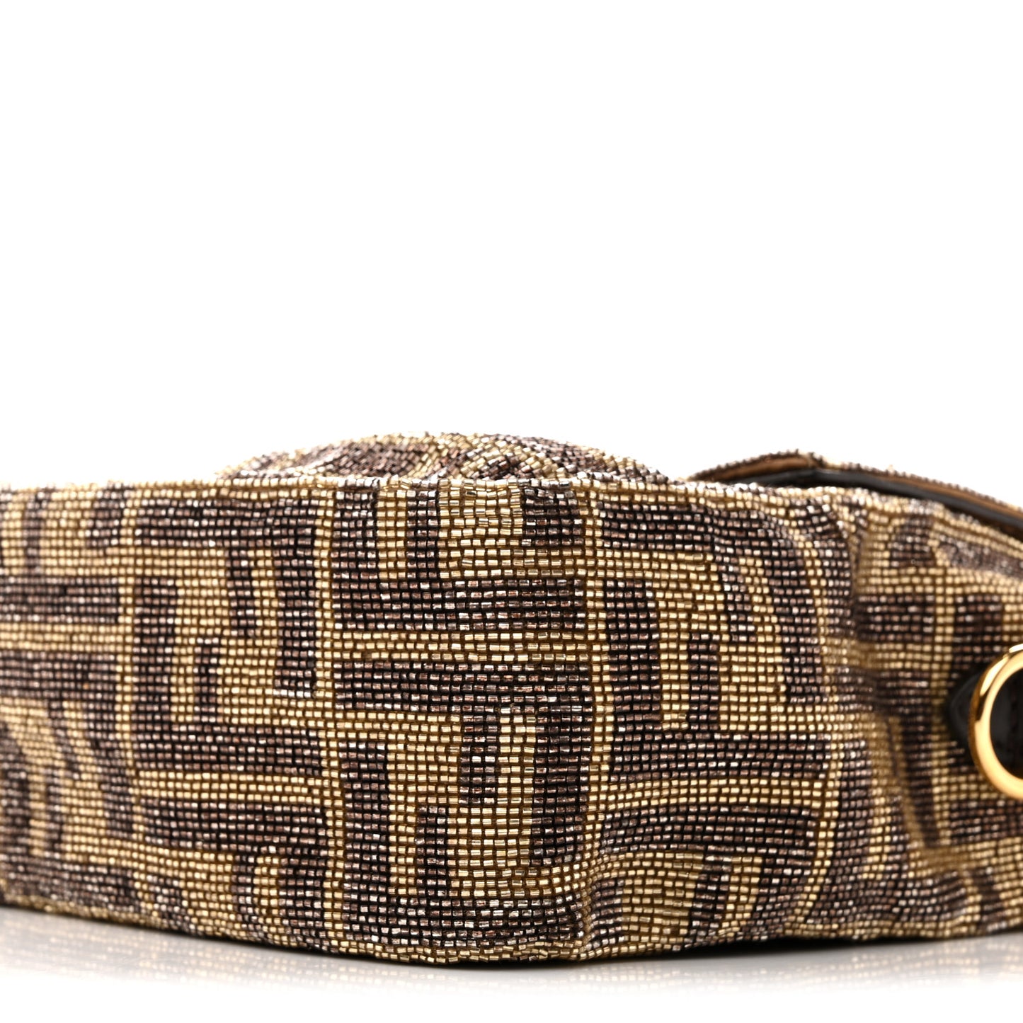 Vitello King Beaded Zucca Baguette Mogano Panna Ebano