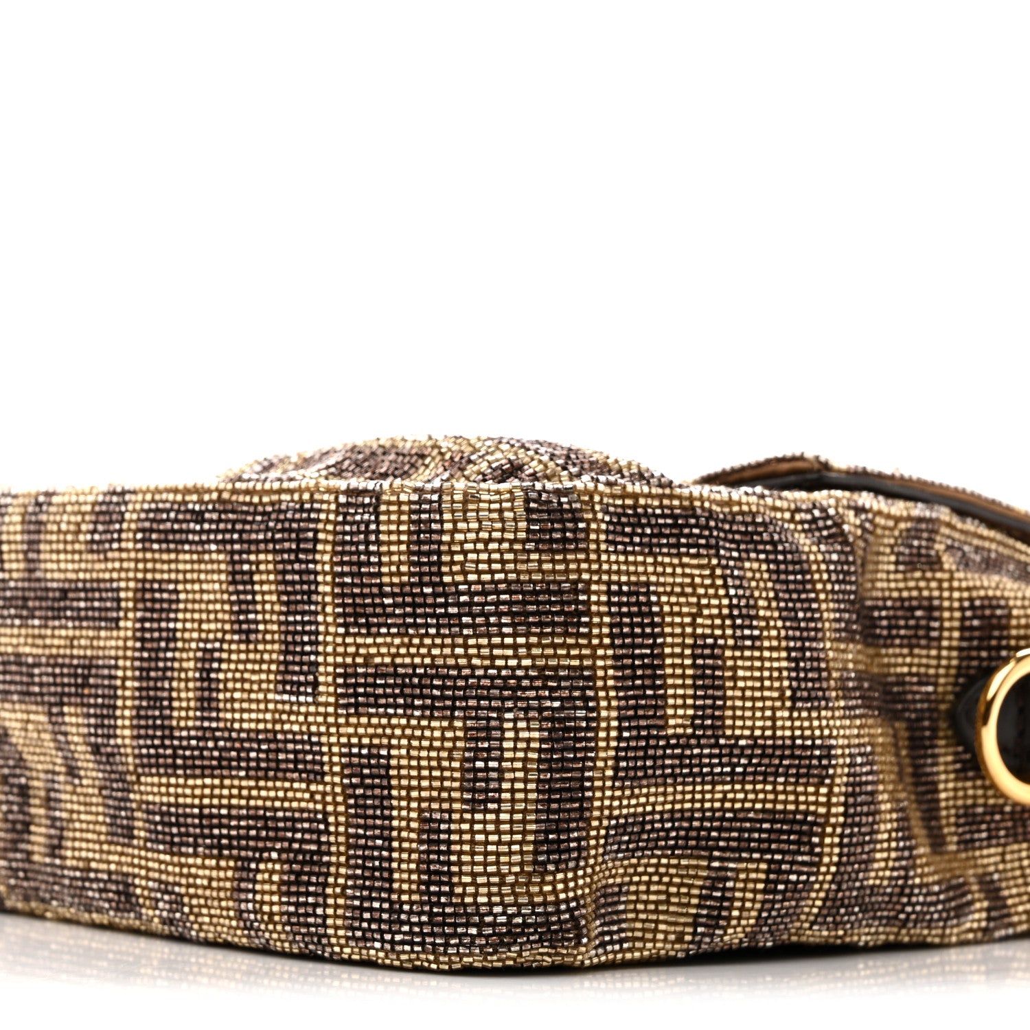 Fendi Vitello King Beaded Zucca Baguette Mogano Panna Ebano 10 of 13