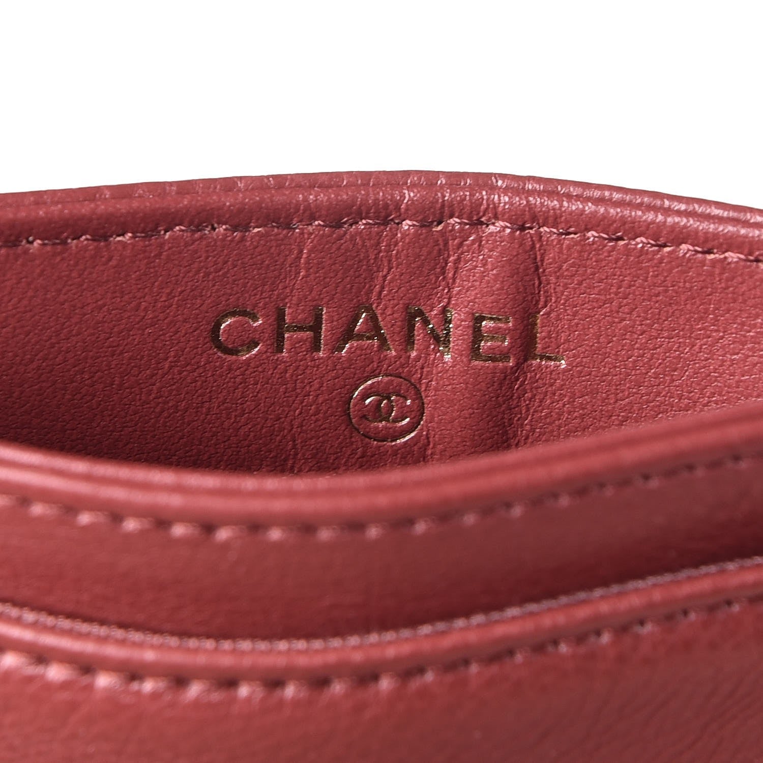 Chanel Grained Calfskin CC Card Holder Dark Red 6 of 8