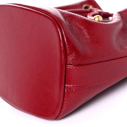 Chanel Shiny Aged Calfskin CC Chain Mini Drawstring Bag Red 10 of 11