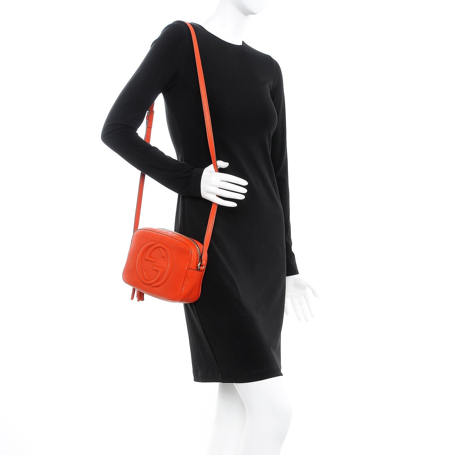 Pebbled Calfskin Small Soho Disco Bag Sun Orange