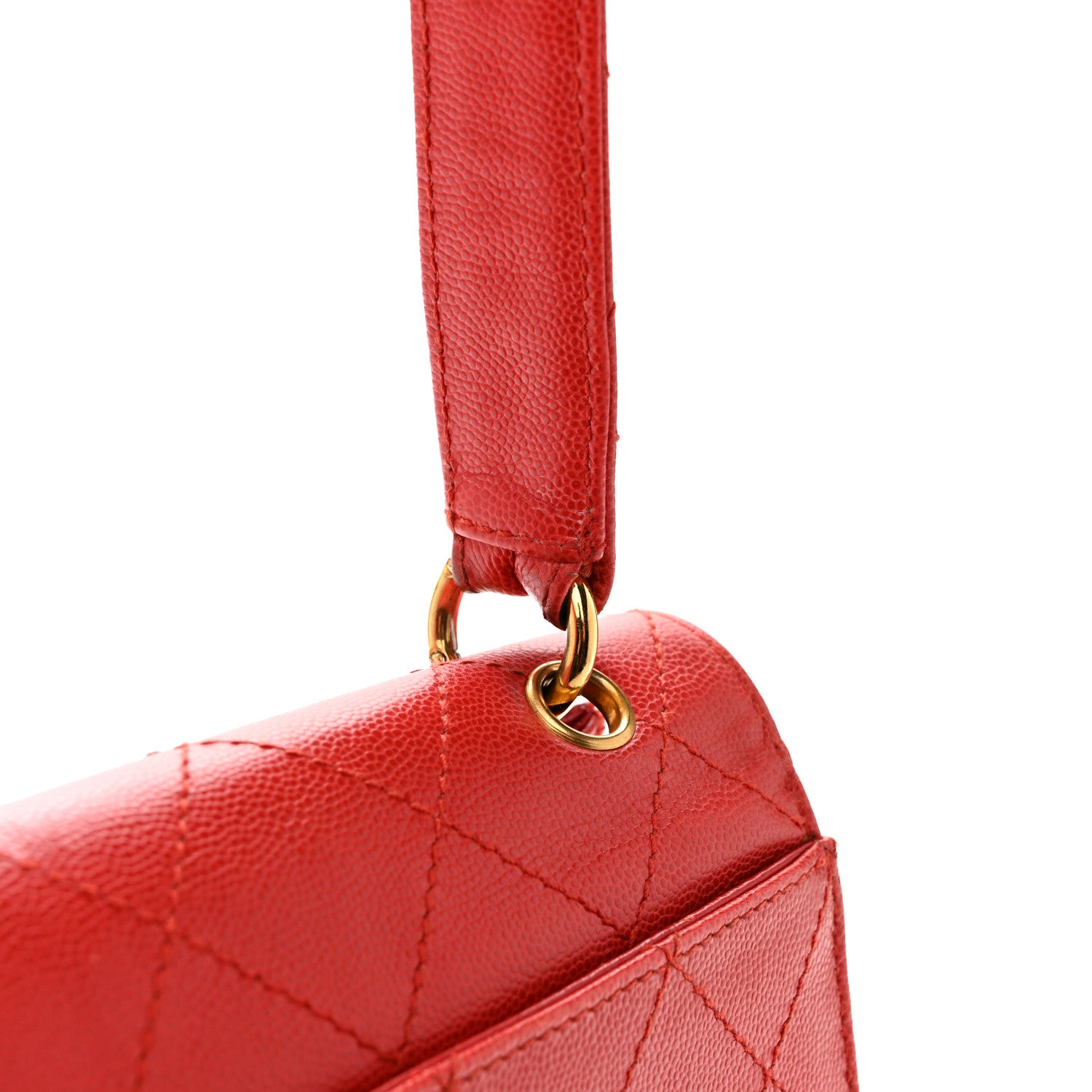 Chanel Caviar Stitched Flap Shoulder Bag Red 13 of 17