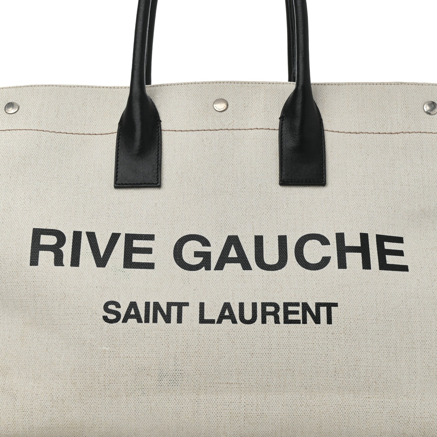 Saint Laurent Linen Calfskin Rive Gauche Tote Optic White 7 of 9