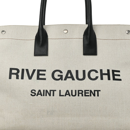 Saint Laurent Linen Calfskin Rive Gauche Tote Optic White 7 of 9