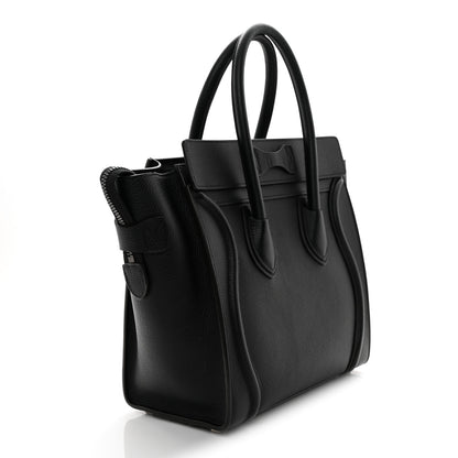 Celine Drummed Calfskin Micro Luggage Black 3 of 11