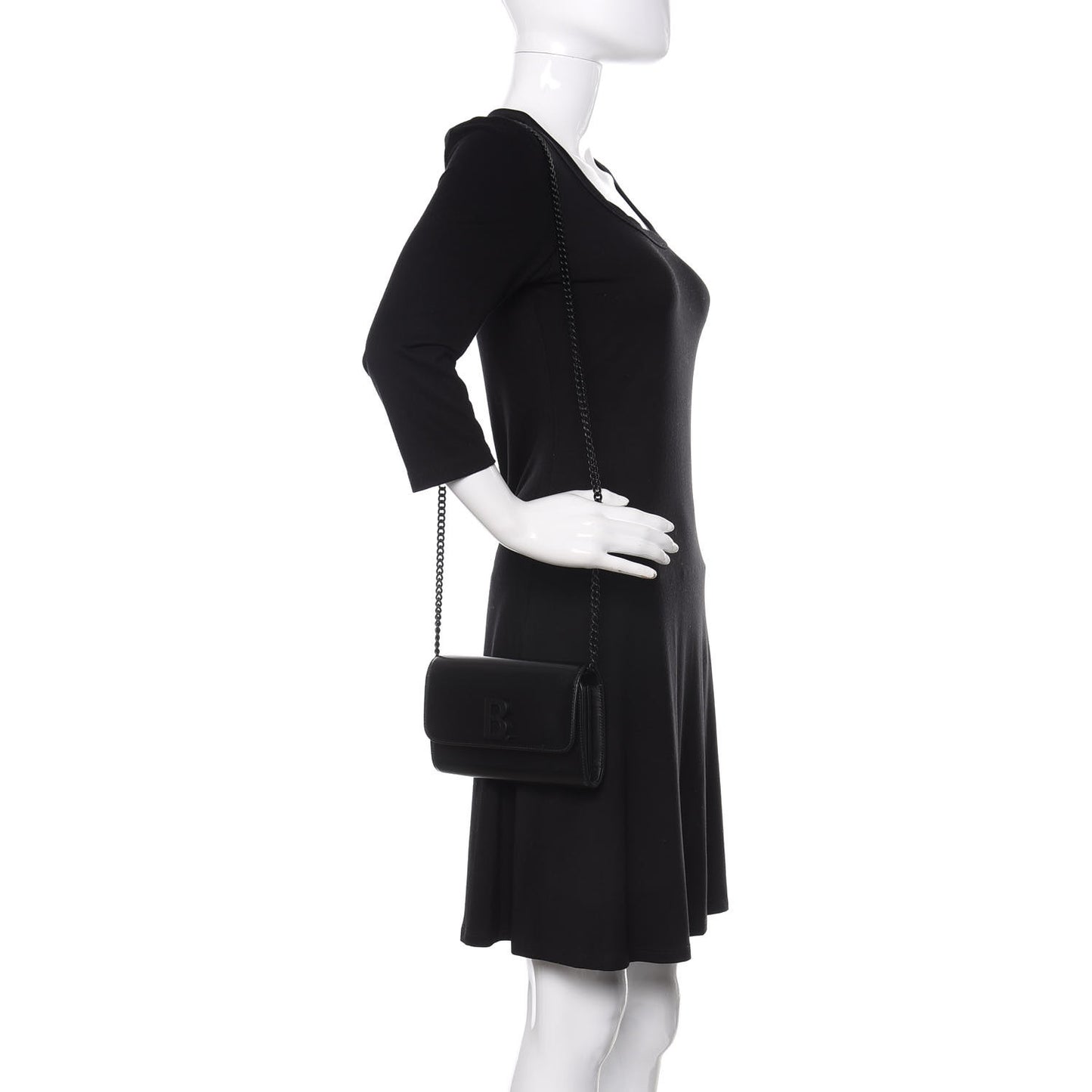 Smooth Calfskin B Continental Chain Bag Black