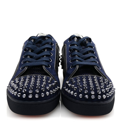 Christian Louboutin Veau Velours Mesh Seavaste 2 Orlato Flat Sneakers 39 Navy 3 of 8
