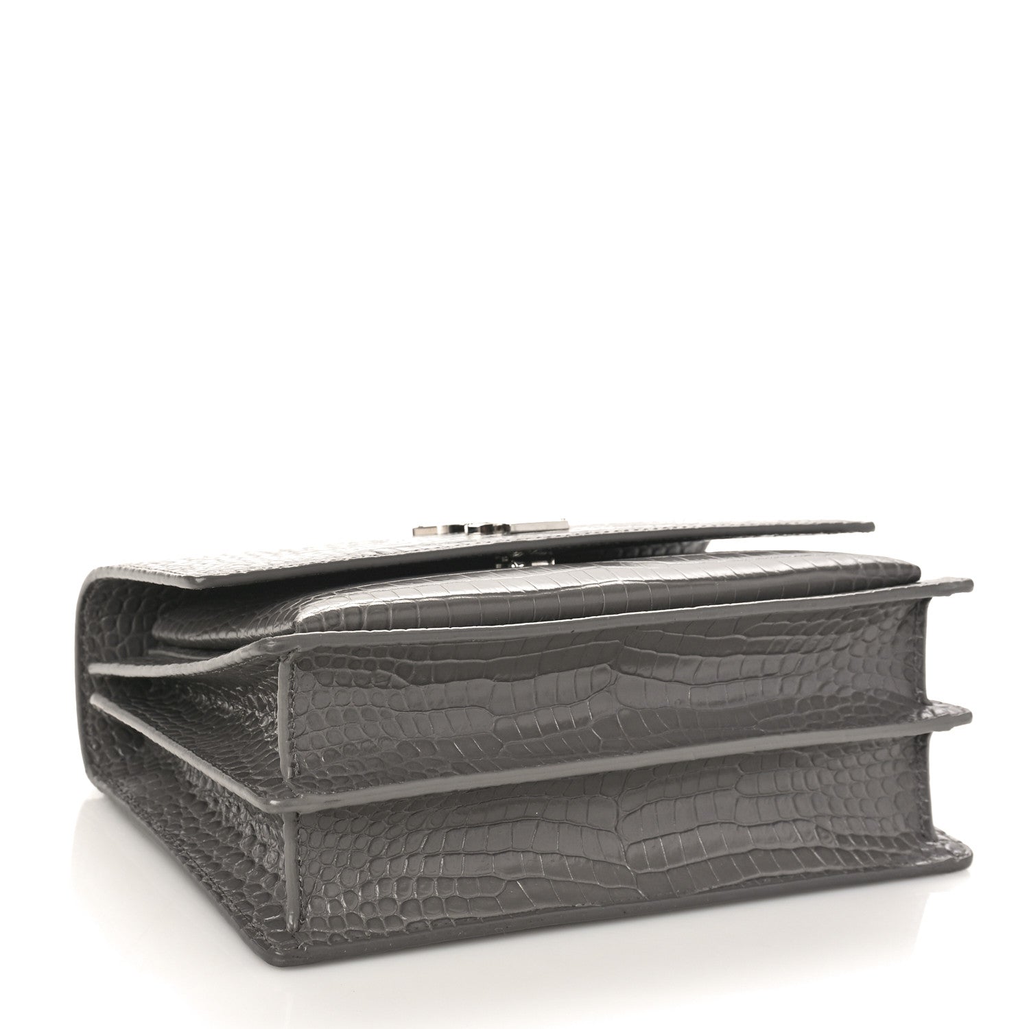 Saint Laurent Calfskin Crocodile Embossed Medium Monogram Sunset Fog 4 of 8