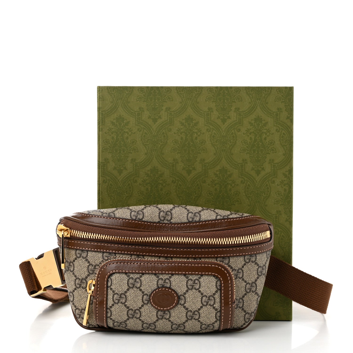Gucci GG Supreme Monogram Textured Calfskin Retro Interlocking G Belt Bag Beige Ebony Brown Sugar 11 of 11