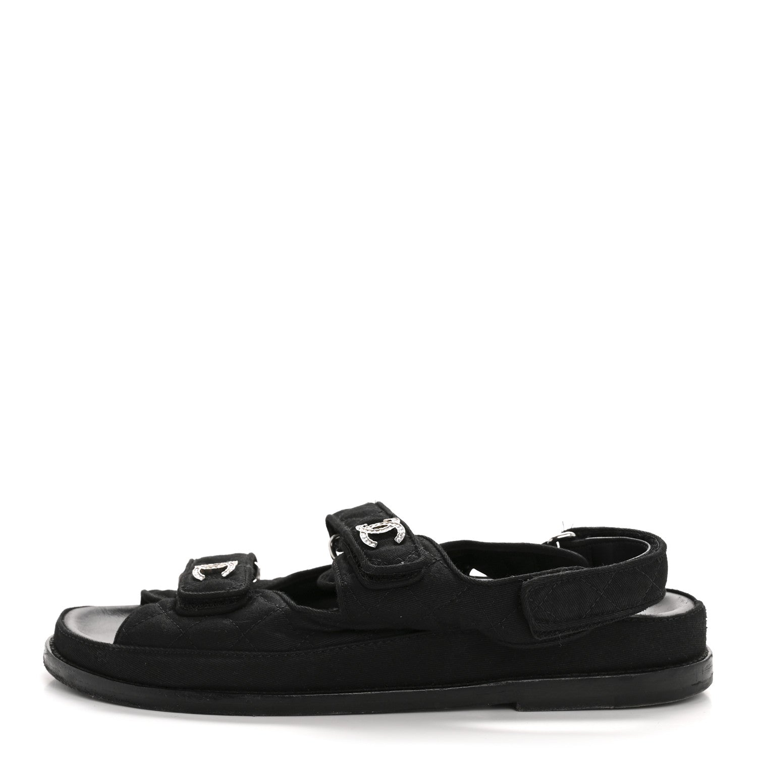 Chanel Mixed Fibers Velcro Dad Sandals 39 Black 1 of 10