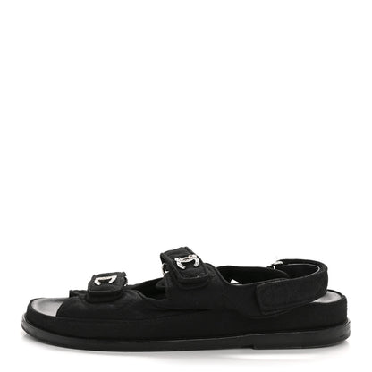 Chanel Mixed Fibers Velcro Dad Sandals 39 Black 1 of 10