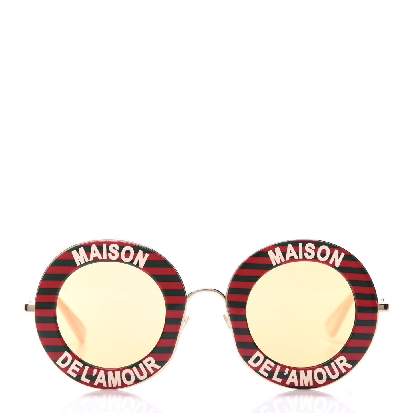 Metal Acetate Striped Maison Del'Amour Round Frame Sunglasses GG0113S Red Green