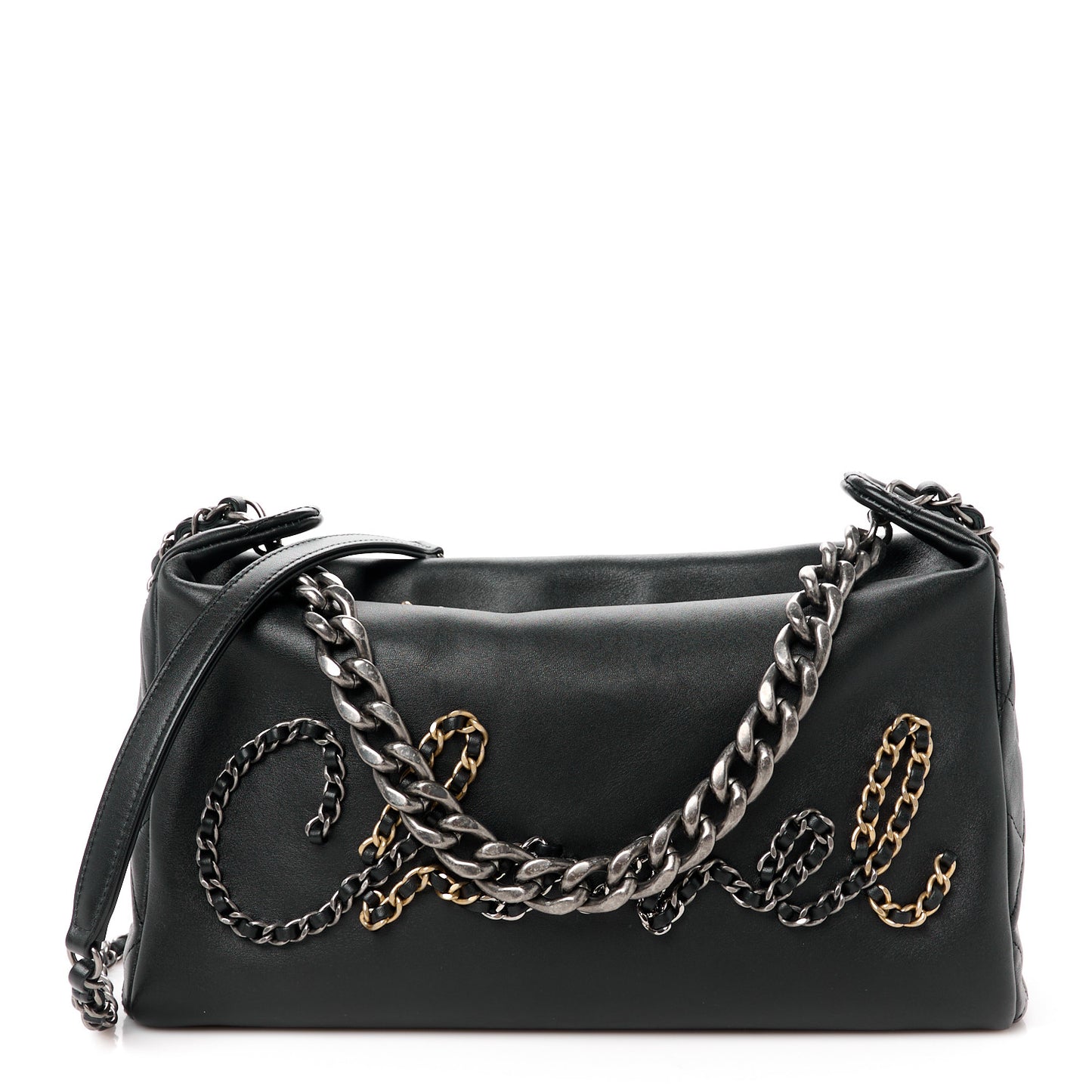 Calfskin Chain 20s Signature Hobo Black