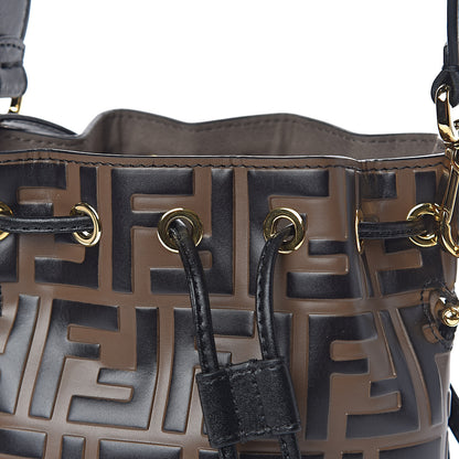 Fendi Vitello Liberty F is Fendi Bi-Color FF 1974 Embossed Mini Mon Tresor Bucket Bag Maya Black 10 of 10