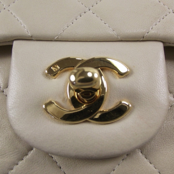 Lambskin Medium Double Flap Beige