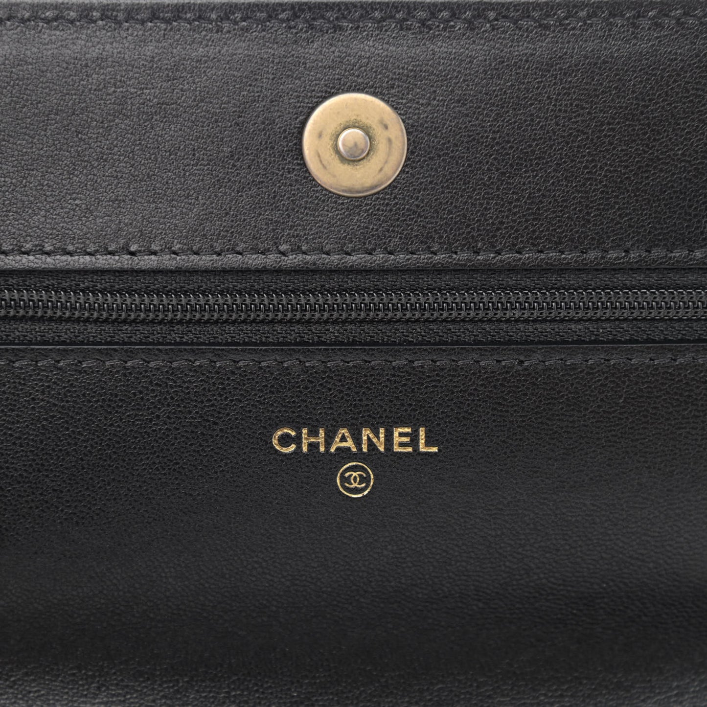 Lambskin Quilted Chanel 19 Wallet On Chain WOC Black