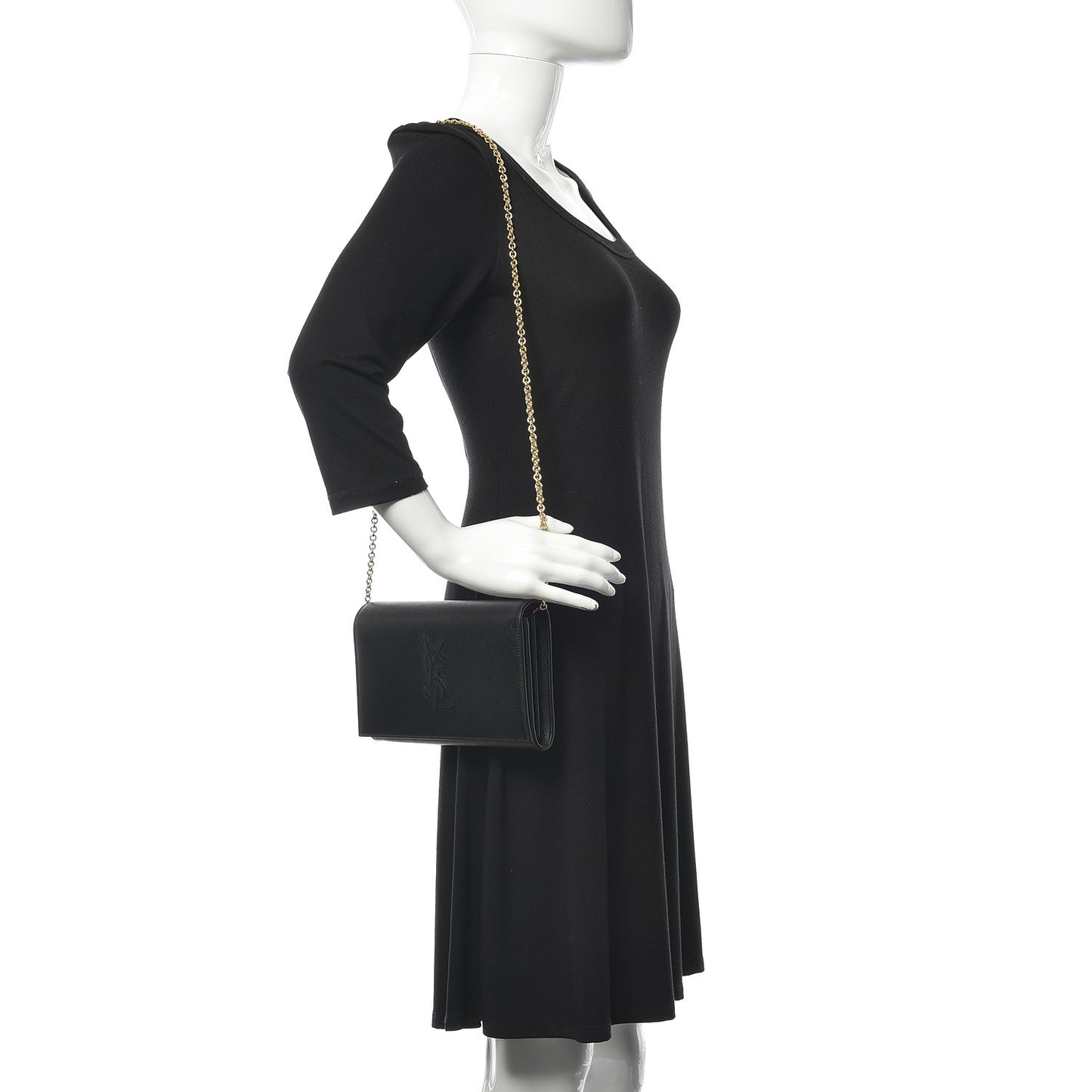 Calfskin Monogram Belle de Jour Chain Clutch Black
