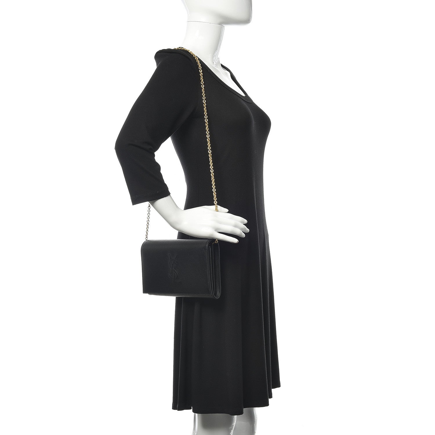 Saint Laurent Calfskin Monogram Belle de Jour Chain Clutch Black 2 of 9