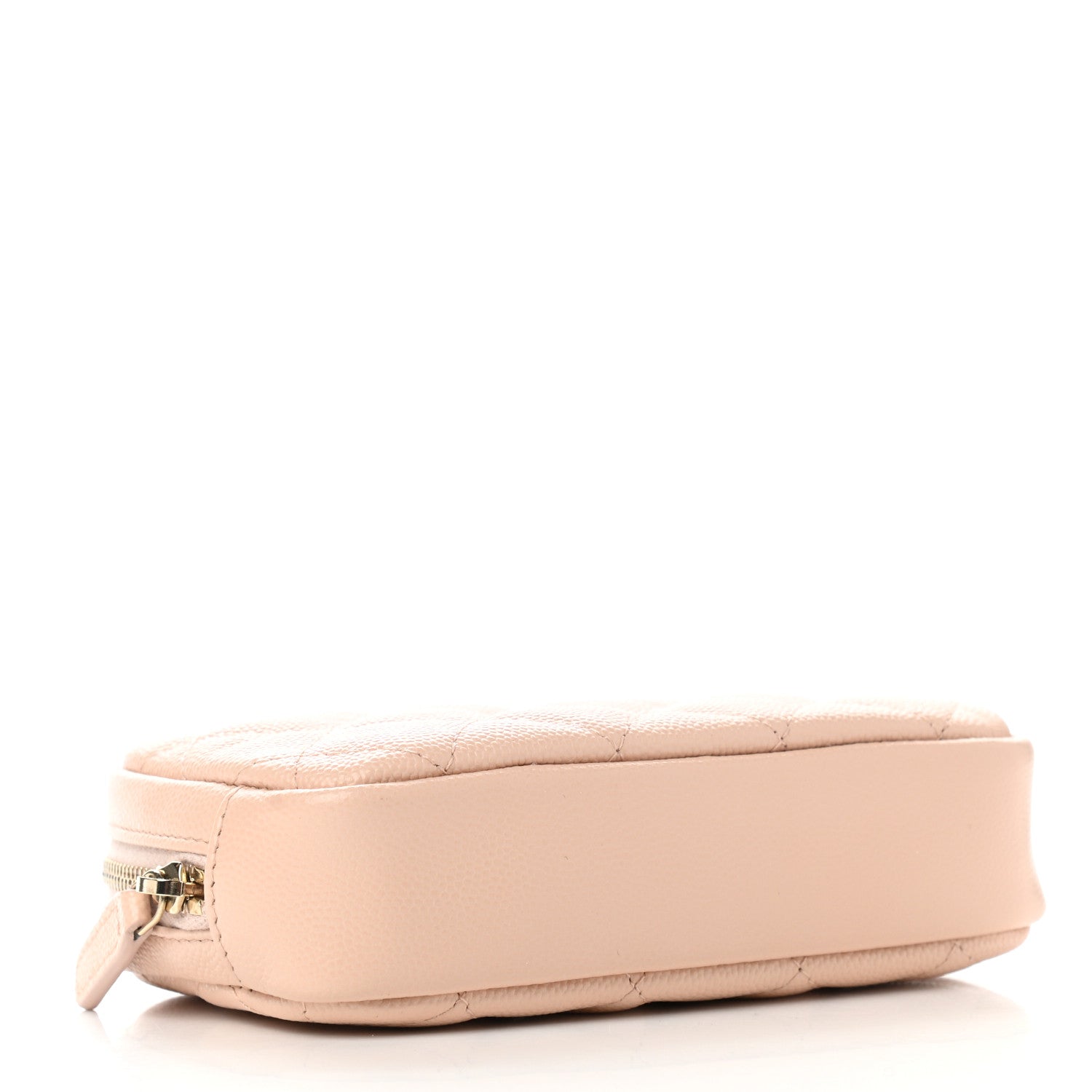 Chanel Caviar Quilted Small Curvy Pouch Cosmetic Case Light Beige 4 of 8