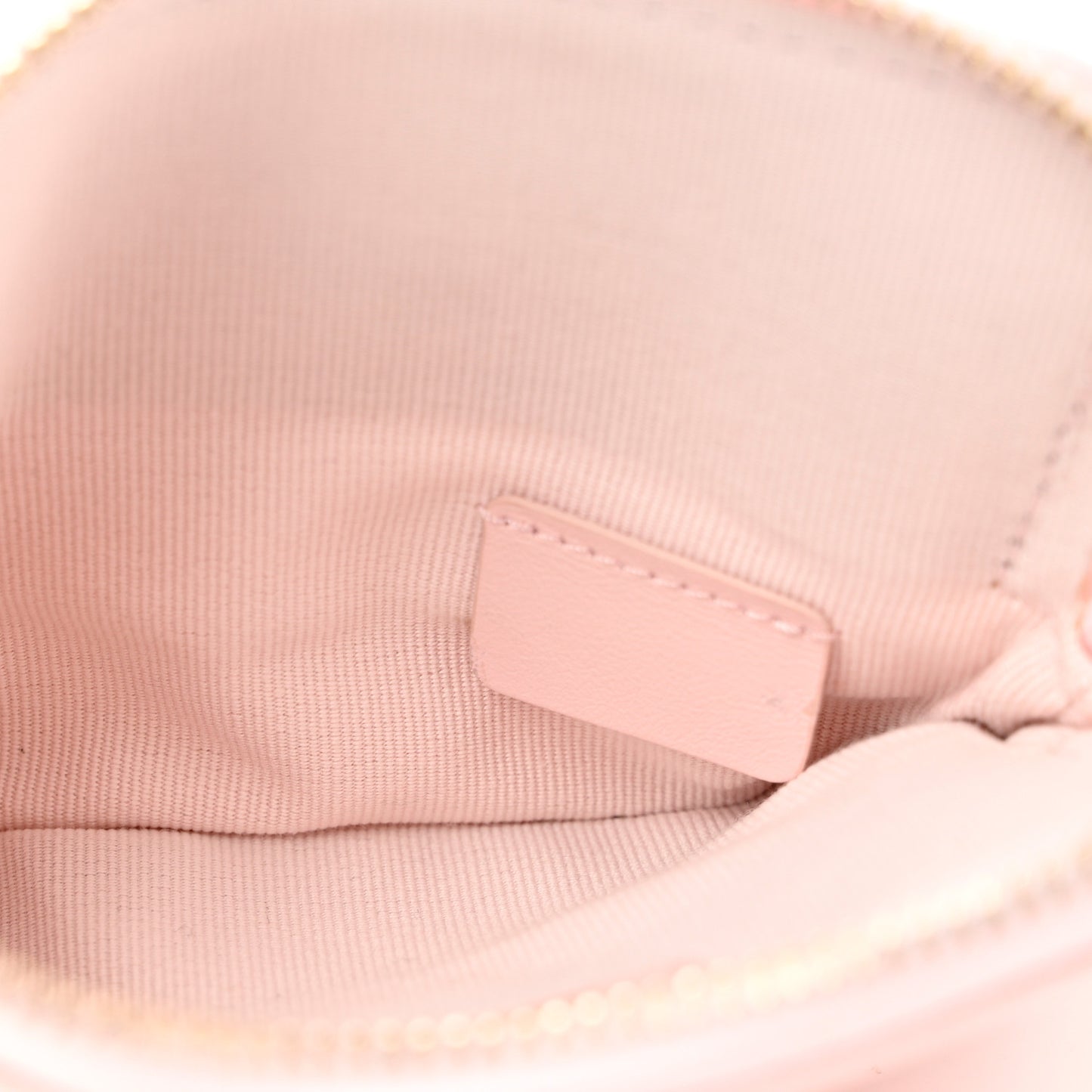 Caviar Quilted Crystal Zip Card Holder Wallet Light Pink