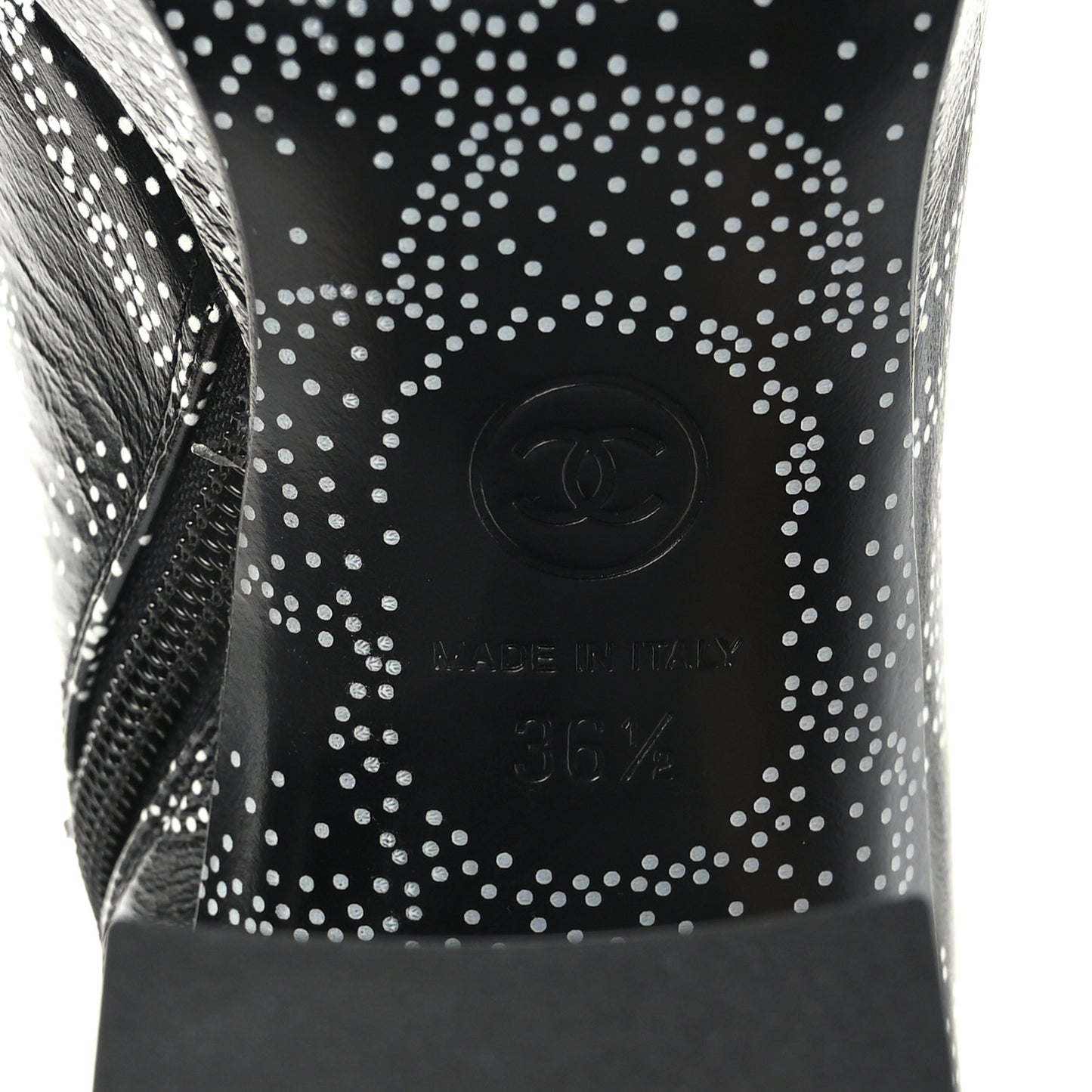 Calfskin Camellia Printed Ankle Boots 36.5 Black White